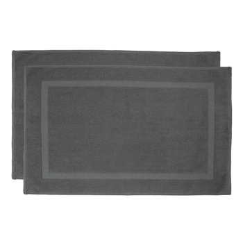 2pc Bambury Commercial Chateau 50x75cm Cotton Bath Mat Charcoal