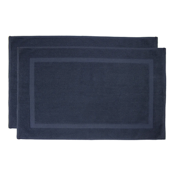 2pc Bambury Commercial Chateau 50x75cm Cotton Bath Mat Navy