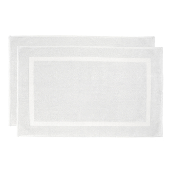 2pc Bambury Ultra soft Chateau Bath Mat 50x75cm White Cotton Woven
