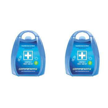 2x 25pc Companion Portable Compact First Aid Kit 13x13cm - Blue