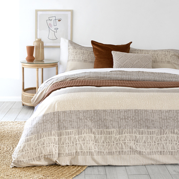 Bambury King Single Bed Darlington Sand Quilt Cover Set Woven Home