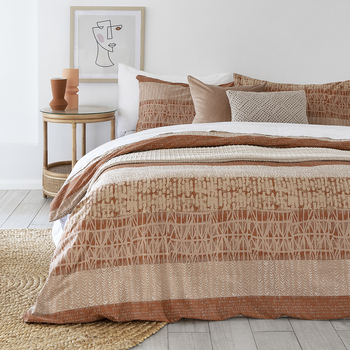 Bambury King Single Bed Darlington Terracotta Quilt Cover Set Woven