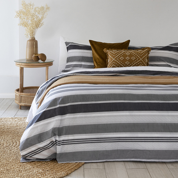 Bambury King Bed Indiana Grey Quilt Cover Set Soft Touch Woven Home