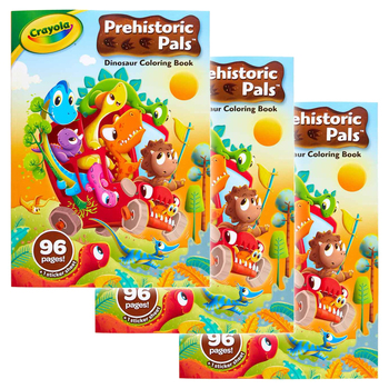 3PK Crayola 96pg Prehistoric Pals Coloring Book w/ Stickers 3y+