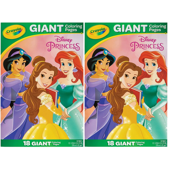 2PK Crayola Giant 18pg Disney Princess Colouring Pages Foldalope 3y+