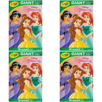 4PK Crayola Giant 18pg Disney Princess Colouring Pages Foldalope 3y+