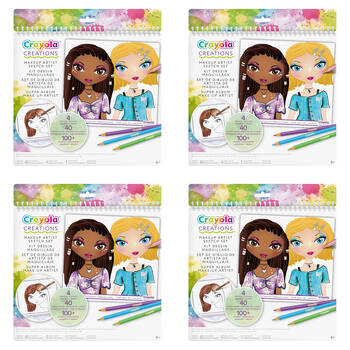 4PK Crayola Creations Makeup Artist Sketch DIY Craft Kit Set Kids 8y+