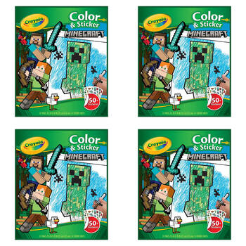 4PK Crayola Colour & Sticker Activity Book Minecraft Kids 3y+