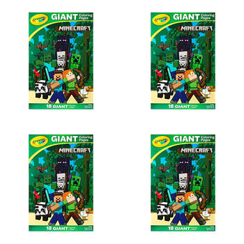4PK Crayola Minecraft Giant Colouring Pages 30x47cm Kids 3y+