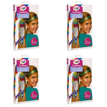 4PK Crayola Kids/Childrens Creative Color 'n Wear Hair Extensions Creations 96m+