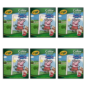 6PK 32pg Crayola Peppa Pig Colour & Sticker Book Kids 3y+