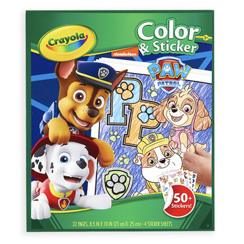 32pg Crayola Paw Patrol Colour & Sticker Book Kids 3y+
