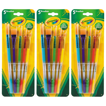 3x5pc Crayola Kids/Childrens Creative Art & Craft Paint/Painting Brushes 3y+
