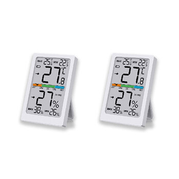 2PK Sansai LCD Digital Thermometer & Humidity Monitor 7x10cm - White