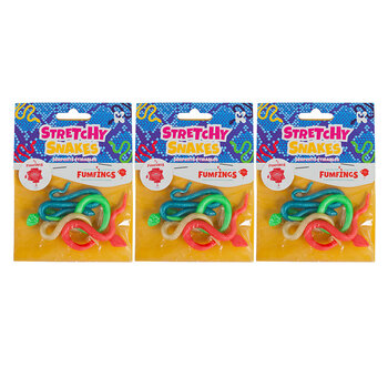3PK Fumfings Animal Mini Stretchy Snakes 15cm
