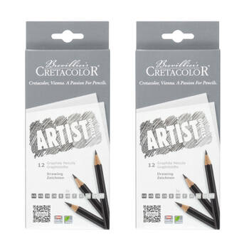 2x 12pc Cretacolor Artist Studio Graphite Drawing Pencils Assorted Grades