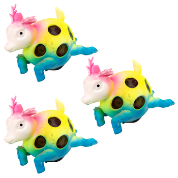 3PK Fumfings Novelty Squeezy Rainbowdeer 7cm