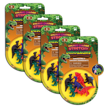 4x Fumfings Colour Change Stretchy Dinosaurs Toy 3y+
