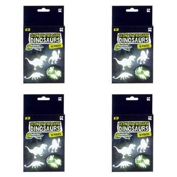 4x 12pc Pocket Money Fun Glow In The Dark Dinosaurs Shapes Kids Toy 3y+