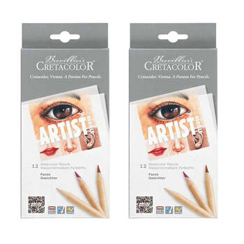 2x 12pc Cretacolor Artist Studio Drawing Art Faces Pencil Set Watercolour