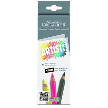 Cretacolor Studio Mega Pigmented Colouring Art Pencils Box Set Neon