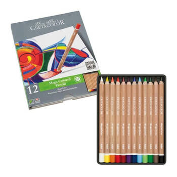 12pc Cretacolor Studio Mega Pigmented Colouring Pencils Set Assorted