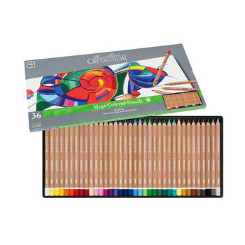 36pc Cretacolor Studio Mega Pigmented Colouring Pencils Set Assorted