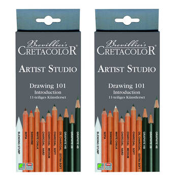2PK Cretacolor Artist Studio Drawing Sketching 101 Set Graphite/Charcoal/Oil/Chalk