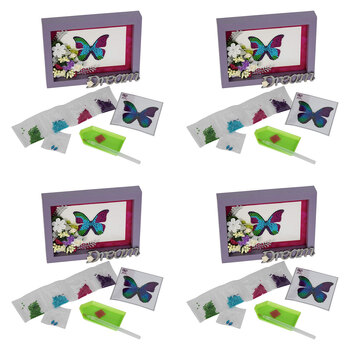 4x Craft Buddy Crystal Art Motif Disco Butterfly 9x9cm Kids/Family 8y+