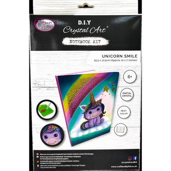 Craft Buddy Unicorn Smile 50-Pages Notebook Crystal Art Kit 18x26cm 8y+