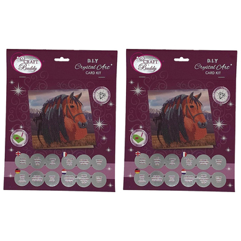 2x Craft Buddy Horse Crystal Art Card 18x18cm Kids/Family 8y+