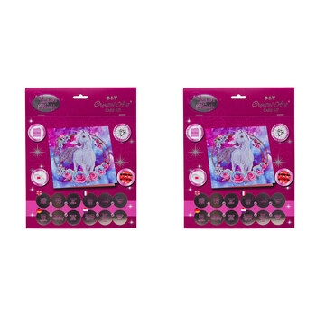 2x Craft Buddy Unicorn Garland Crystal Art Card 18x18cm Kids/Family 8y+