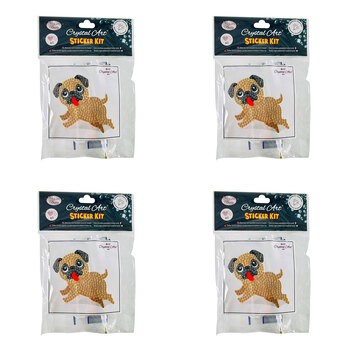 4x Craft Buddy Playful Pup 9x9cm Crystal Art Motif Kids/Family 8y+