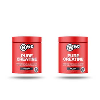 2PK BSc Pure Micronised Creatine Monohydrate Powder 66 Serves 200g Unflavoured 