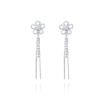 Culturesse Everett 85mm Flower Tassel Clip-on Earrings For Pierced Ears - SLV