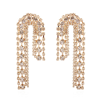 Culturesse Aria 73mm Diamante Arch Earrings For Pierced Ears - Gold