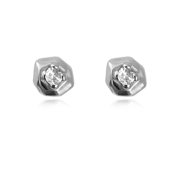 Culturesse Suvi Artsy 6mm Rocky Stud Earrings - Silver