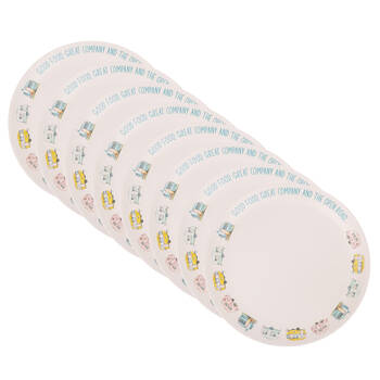8PK Splosh Caravan Bamboo Melamine Dinner Plate 25cm Round Camping Dish White