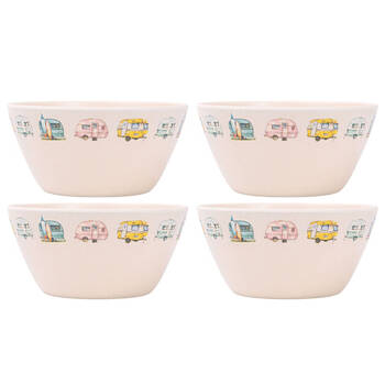 4PK Splosh Caravan Bamboo Melamine Soup Bowl 15cm Round Camping White