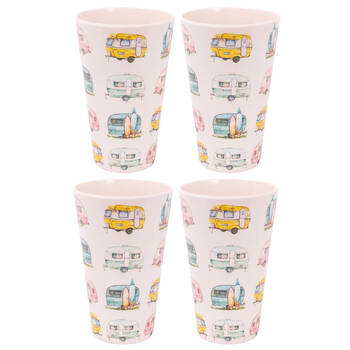 4PK Splosh Caravan Bamboo Melamine Water Drink Tumbler Cup 360ml/13cm White