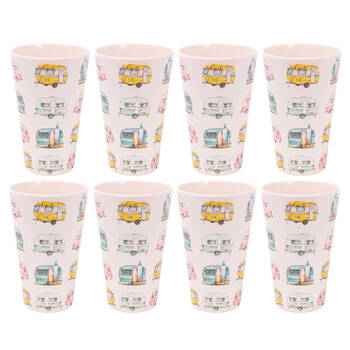 8PK Splosh Caravan Bamboo Melamine Water Drink Tumbler Cup 360ml/13cm White