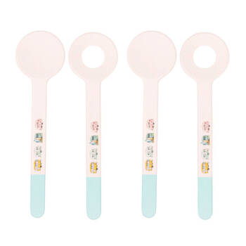 2PK Splosh Caravan Bamboo Melamine Salad Servers 28cm Spoon/Fork Set White