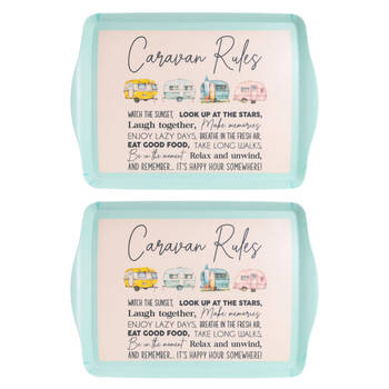 2PK Splosh Caravan Bamboo Melamine Camping Serving Tray 36x25cm Rectangle Blue