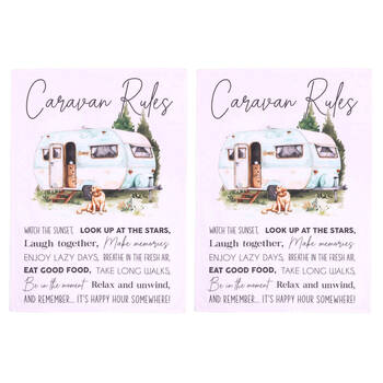 2PK Splosh Caravan Cotton Reusable Kitchen Tea Towel 69.5x50cm Absorbent Purple