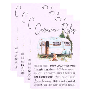 4PK Splosh Caravan Cotton Reusable Kitchen Tea Towel 69.5x50cm Absorbent Purple