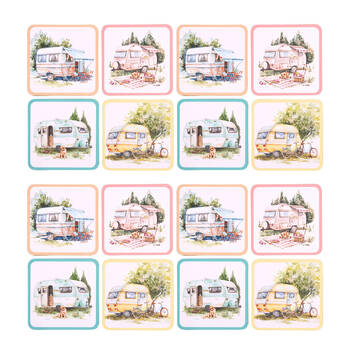 4x 4pc Splosh Caravan Waterproof Coaster Set 10cm Drink Mat Pad Square