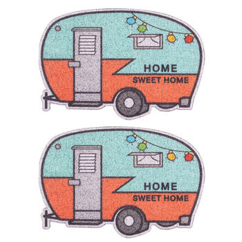 2PK Splosh Caravan Coir PVC Doormat 60x40cm Floor Rug Outdoor Entry Mat