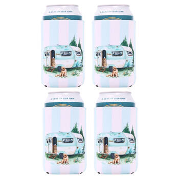4PK Splosh Caravan Insulated Neoprene Cold Drinks Stubby Holder 10x13cm