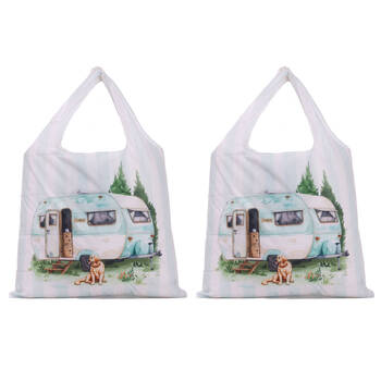 2PK Splosh Caravan Reusable Foldable Shopping Tote Bag 49x43cm Blue