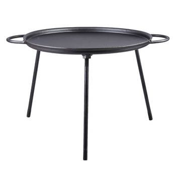 Esschert Design Cast Iron Pizza Baking Pan on Feet Outdoor Cookware Black